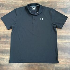 Under Armour Heat Gear Loose Black Performance Polo Golf Shirt Size XL X-Large